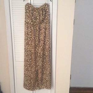 Guess. Strapless leopard maxi dress